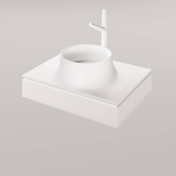 Раковина PAA Alba 35 Silkstone IALBS35/05 интегрирована на поверхность с панелью, Matte Oyster, фото 6