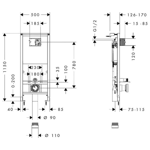 Інсталяція для унітаза Hansgrohe iFrame Universal 01022180, фото 3