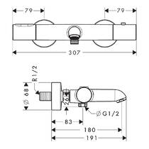 Змішувач для ванни Axor Citterio M 34435950 з термостатом, шліфована латунь, фото №2