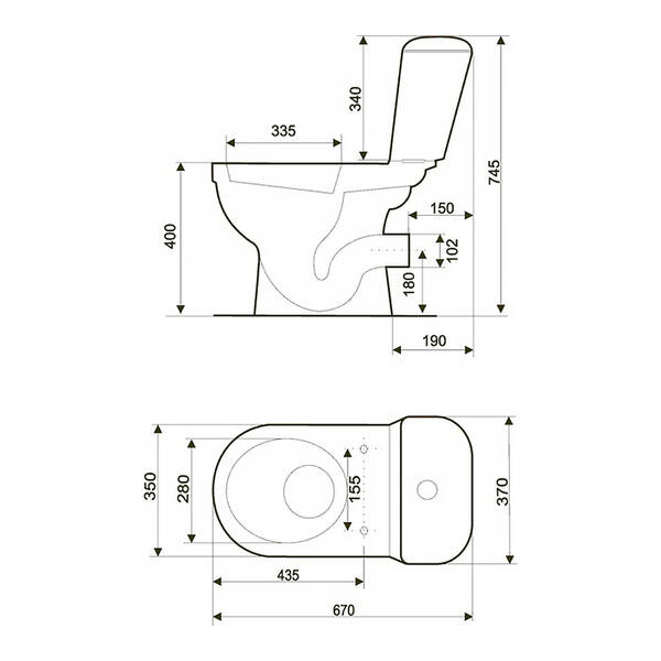 K03-071 Компакт 901 MERIDA 031 3/6 TS PP METAL HINGES UA з поліпропіленовим сидінням з мет.кріпл., косий випуск, нижній підвід води, білий глянець ( CCKZ1016600001 ) — фото 4