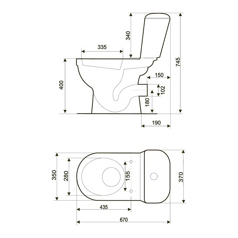 K03-071 Компакт 901 MERIDA 031 3/6 TS PP METAL HINGES UA з поліпропіленовим сидінням з мет.кріпл., косий випуск, нижній підвід води, білий глянець ( CCKZ1016600001 ) (1 сорт)