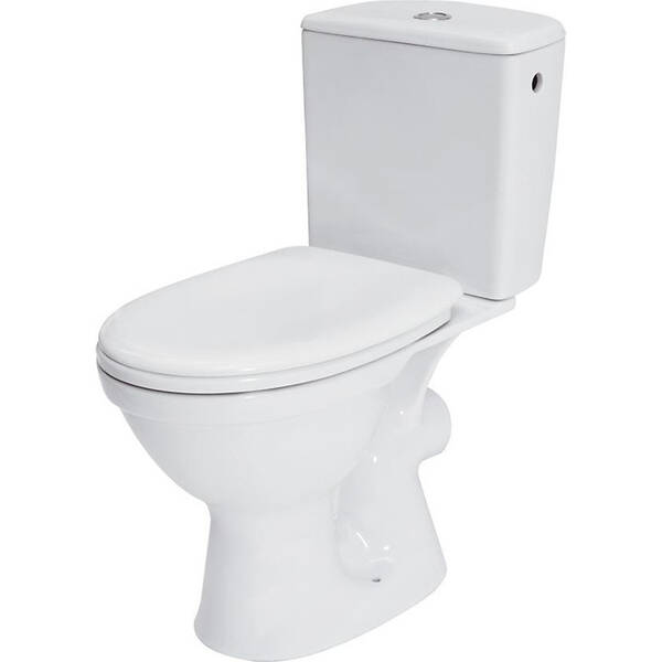 K03-076 Компакт COMPACT 918 MERIDA M010 3/6 TOILET SEAT PP SC UA з поліпропіленовим сидінням з плавним закриванням, горизонтальний випуск, боковий підвід води