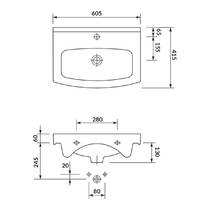 Раковина Mito Cersania 60 см з отвором для змішувача, з переливом, білий глянець (картон), фото №3