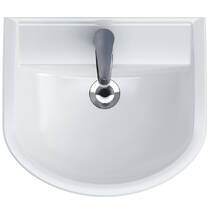 Раковина Mito Arteco 50 cм мебельная с отверстием для смесителя, с переливом, белый глянец (картон), фото №2