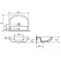 Раковина Mito Arteco 55 см мебельная с отверстием для смесителя, белый (картон), фото №3