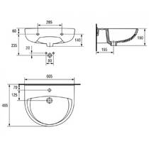Раковина Mito President 60 з отвором для змішувача, білий глянець (картон), фото №4