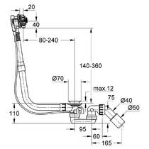 Сифон для ванны Grohe Talentofill 28990A00 без комплекта верхней монтажной части, темный графит, фото №2