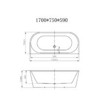 Ванна акрилова Devit Optima New 17075141 пристінна 170x75 см з переливом, біла глянцева, фото №3