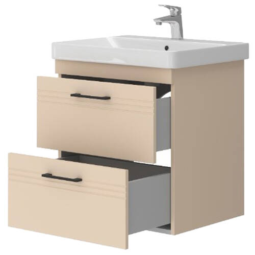 Тумба Devit Urbanis 454060BE 60 см с раковиной и черными ручками, бежевая, фото 3