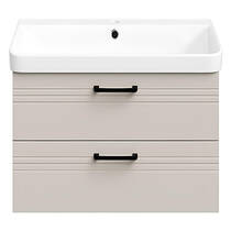 Тумба Devit Urbanis 454060BE 60 см з раковиною та чорними ручками, бежева, фото №5