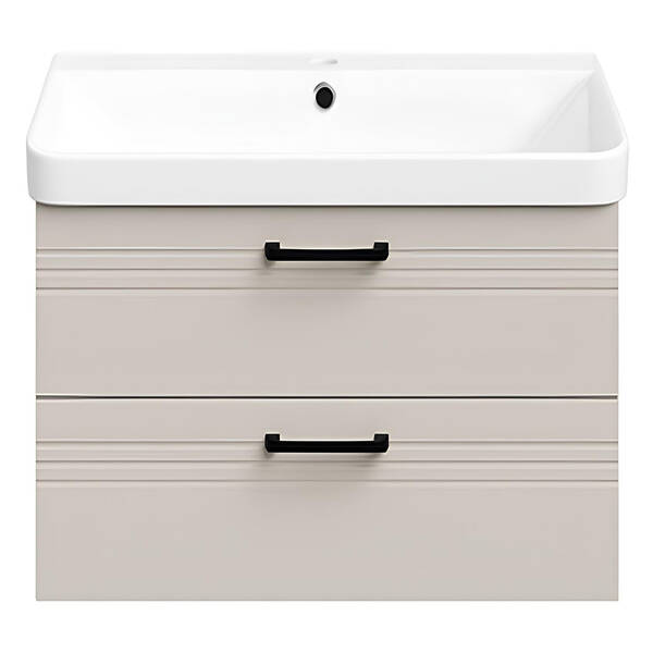 Тумба Devit Urbanis 454060BE 60 см с раковиной и черными ручками, бежевая, фото 5