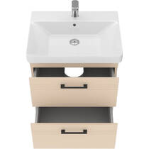 Тумба Devit Urbanis 454060BE 60 см з раковиною та чорними ручками, бежева, фото №4