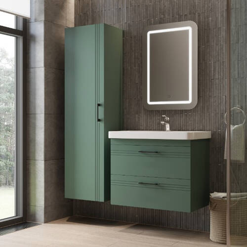 Тумба Devit Urbanis 454060E 60 см з раковиною та чорними ручками, смарагдова, фото 10