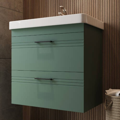 Тумба Devit Urbanis 454060E 60 см з раковиною та чорними ручками, смарагдова, фото 1