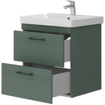 Тумба Devit Urbanis 454060E 60 см з раковиною та чорними ручками, смарагдова, фото №3