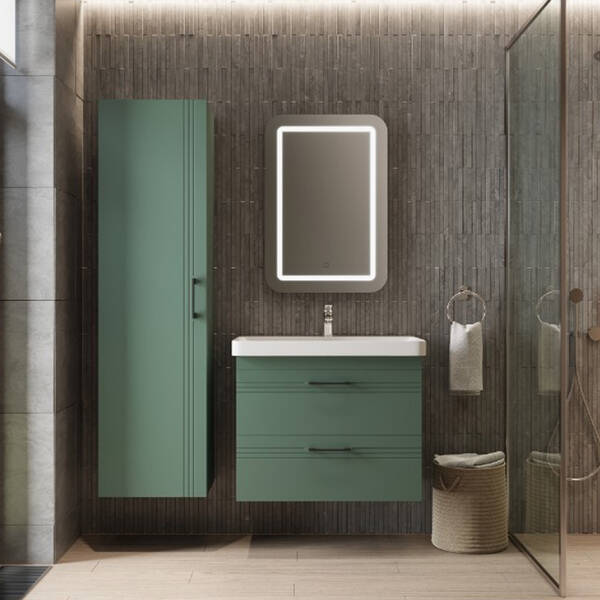 Тумба Devit Urbanis 454060E 60 см з раковиною та чорними ручками, смарагдова, фото 9