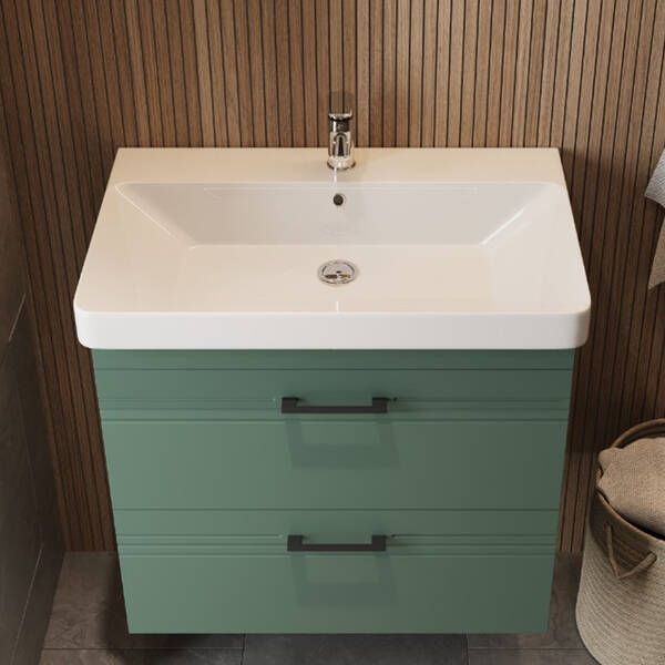 Тумба Devit Urbanis 454060E 60 см з раковиною та чорними ручками, смарагдова, фото 12
