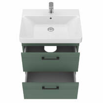 Тумба Devit Urbanis 454060E 60 см з раковиною та чорними ручками, смарагдова, фото №4