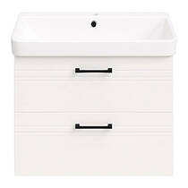 Тумба Devit Urbanis 454060W 60 см з раковиною та чорними ручками, біла, фото №5
