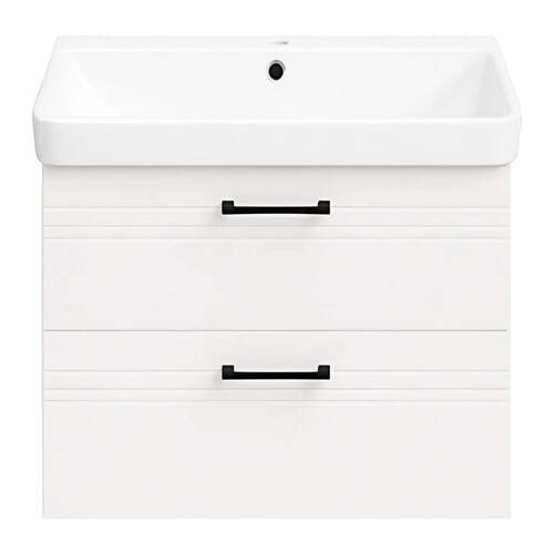 Тумба Devit Urbanis 454060W 60 см с раковиной и черными ручками, белая, фото 5