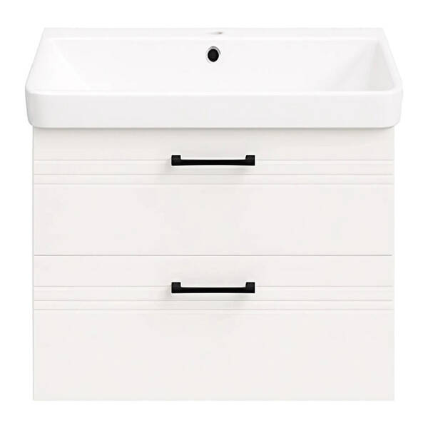 Тумба Devit Urbanis 454060W 60 см с раковиной и черными ручками, белая, фото 5