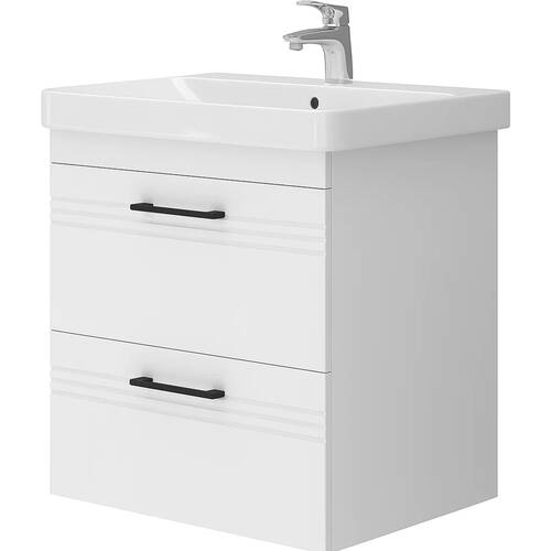 Тумба Devit Urbanis 454060W 60 см с раковиной и черными ручками, белая, фото 2
