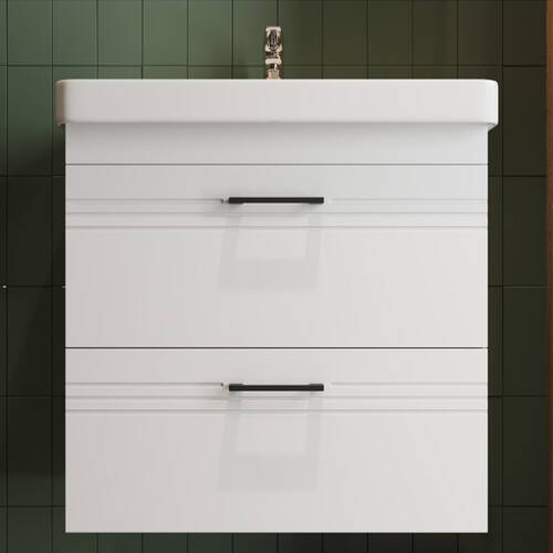 Тумба Devit Urbanis 454060W 60 см с раковиной и черными ручками, белая, фото 9