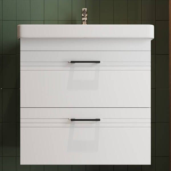 Тумба Devit Urbanis 454060W 60 см с раковиной и черными ручками, белая, фото 9