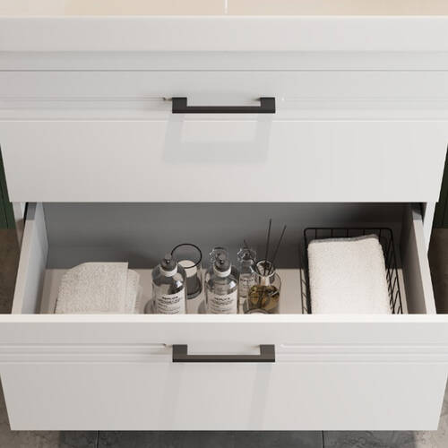 Тумба Devit Urbanis 454060W 60 см с раковиной и черными ручками, белая, фото 11