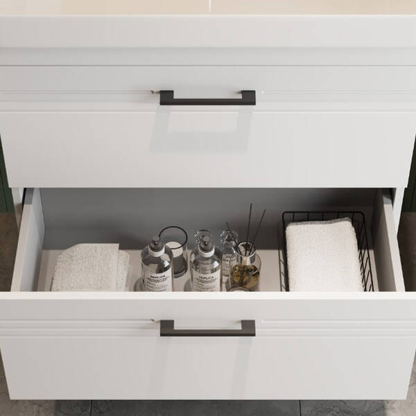 Тумба Devit Urbanis 454060W 60 см с раковиной и черными ручками, белая, фото 11