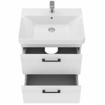 Тумба Devit Urbanis 454060W 60 см з раковиною та чорними ручками, біла, фото №4