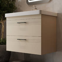 Тумба Devit Urbanis 454080BE 80 см з раковиною та чорними ручками, бежева, фото №1