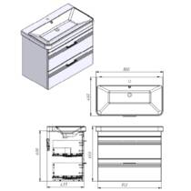 Тумба Devit Urbanis 454080BE 80 см з раковиною та чорними ручками, бежева, фото №3