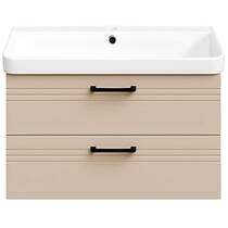 Тумба Devit Urbanis 454080BE 80 см з раковиною та чорними ручками, бежева, фото №3