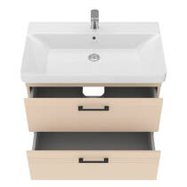 Тумба Devit Urbanis 454080BE 80 см з раковиною та чорними ручками, бежева, фото №5