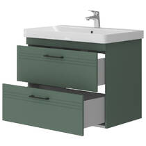 Тумба Devit Urbanis 454080E 80 см с раковиной и черными ручками, изумрудная, фото №3