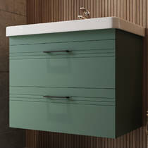 Тумба Devit Urbanis 454080E 80 см с раковиной и черными ручками, изумрудная, фото №1