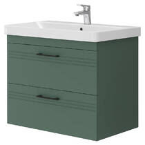 Тумба Devit Urbanis 454080E 80 см с раковиной и черными ручками, изумрудная, фото №2