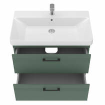 Тумба Devit Urbanis 454080E 80 см с раковиной и черными ручками, изумрудная, фото №4