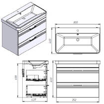 Тумба Devit Urbanis 454080W 80 см з раковиною та чорними ручками, біла, фото №7