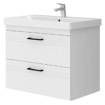 Тумба Devit Urbanis 454080W 80 см з раковиною та чорними ручками, біла, фото №2