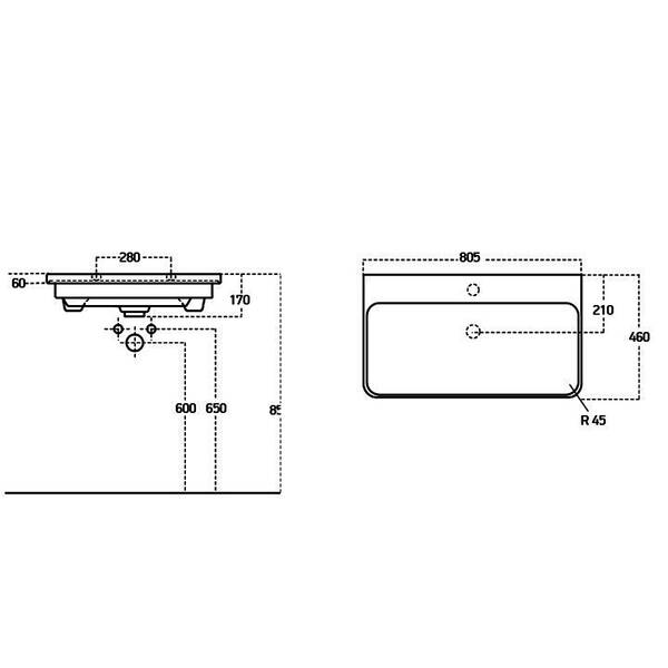 Тумба Devit Urbanis 454080W 80 см з раковиною та чорними ручками, біла, фото 8