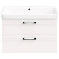 Тумба Devit Urbanis 454080W 80 см з раковиною та чорними ручками, біла, фото №5