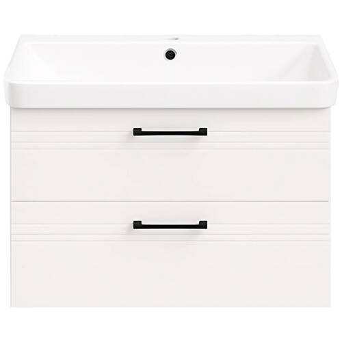 Тумба Devit Urbanis 454080W 80 см з раковиною та чорними ручками, біла, фото 5