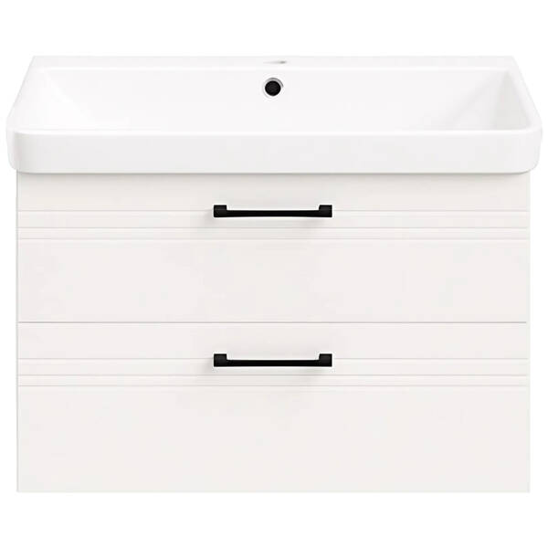 Тумба Devit Urbanis 454080W 80 см з раковиною та чорними ручками, біла, фото 5