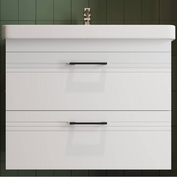 Тумба Devit Urbanis 454080W 80 см з раковиною та чорними ручками, біла, фото 9
