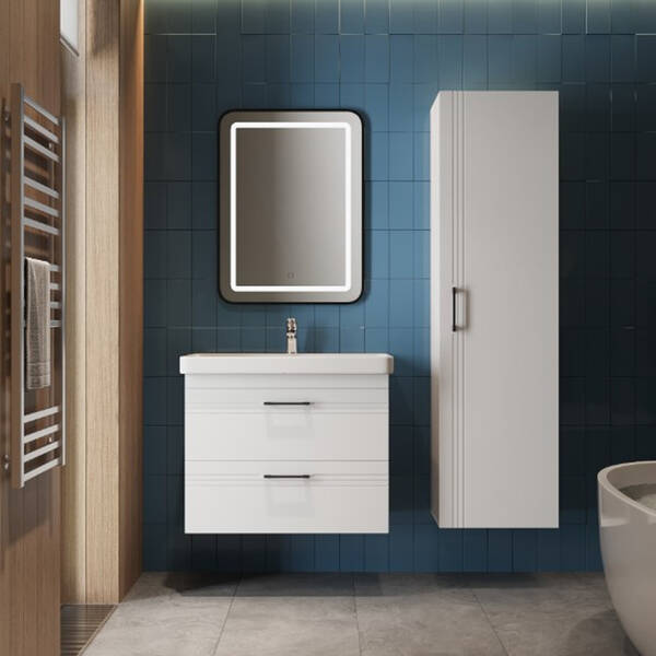 Пенал Devit Urbanis 454170W универсальный 170 см с черными ручками, белый, фото 5