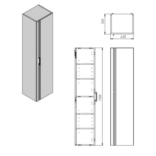 Пенал Devit Urbanis 454170W универсальный 170 см с черными ручками, белый, фото 4