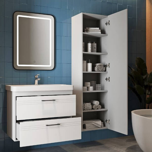 Пенал Devit Urbanis 454170W универсальный 170 см с черными ручками, белый, фото 6