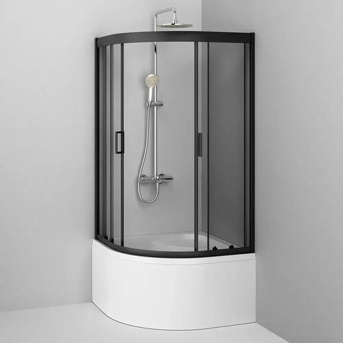 Душова кабіна AM.PM Gem W90UG-401A090BT 90х90 см без піддона, профіль чорний мат, скло прозоре, фото 4